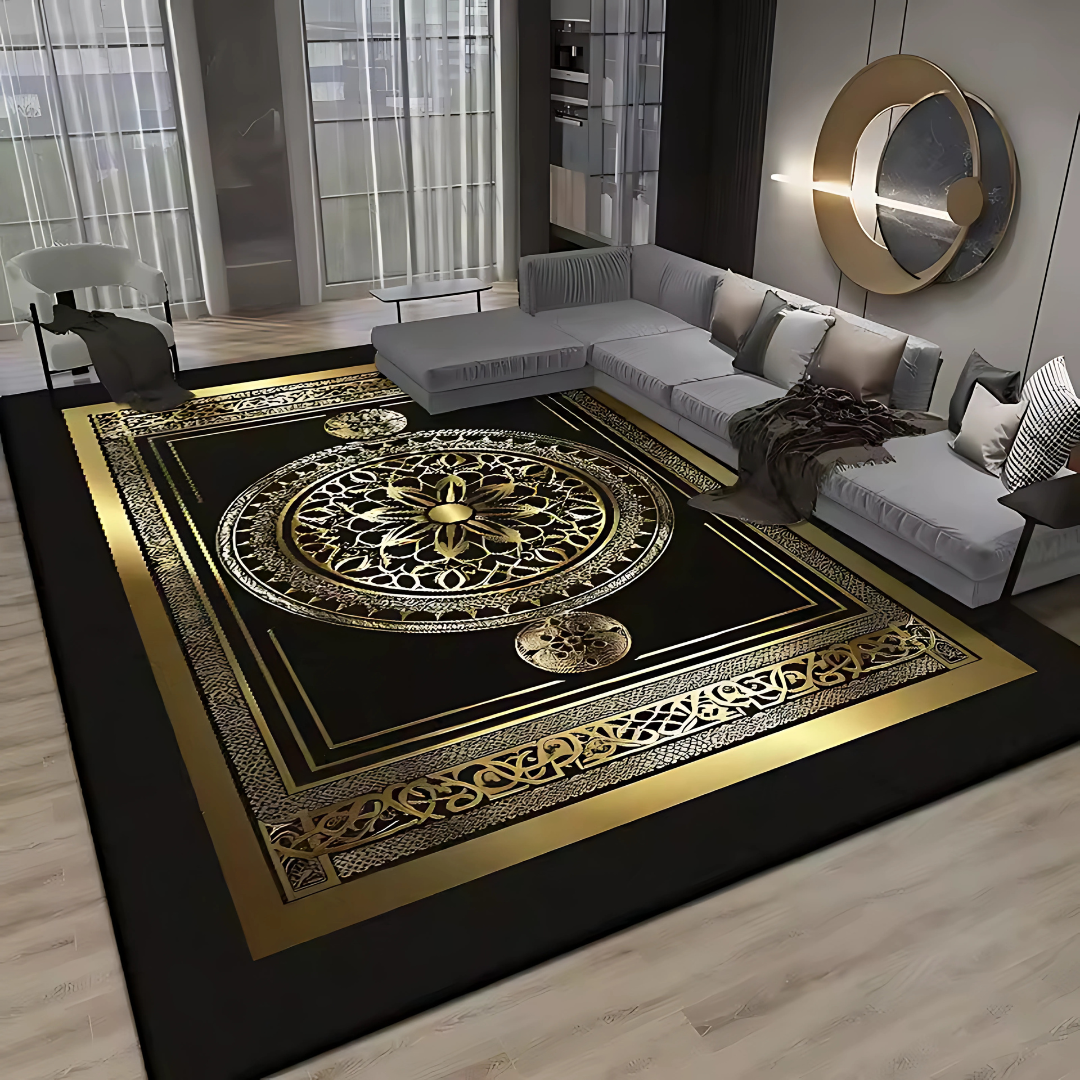 Opulent Essence™ – Svart och guldfärgad lyxig matta – Majestätiska, eleganta och tidlösa mönster