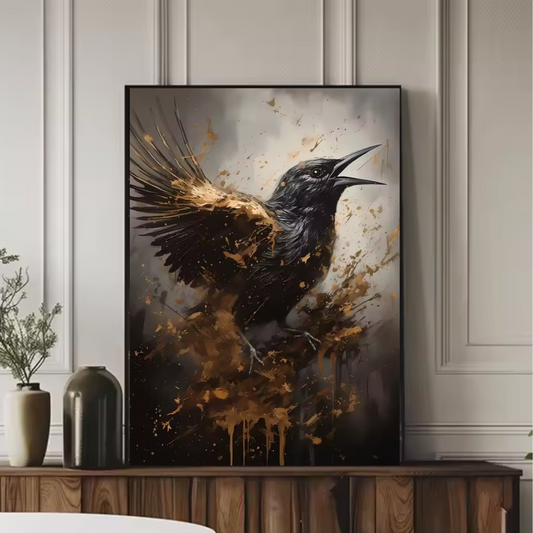 Majestic Wings™ – Djärv fågelkonst – Fantastiska fågelbilder i svart och guld