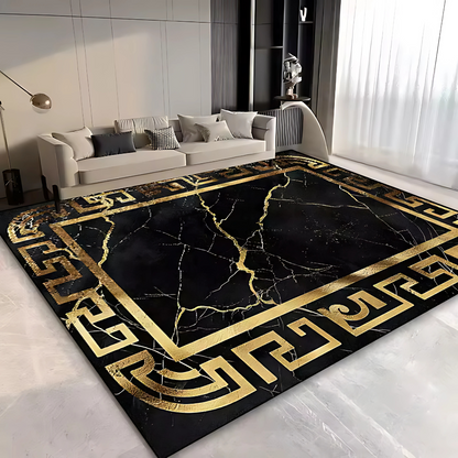 Golden Luxe™ – Elegant marmorliknande matta med guldram – Tidlös och lyxig mattdesign