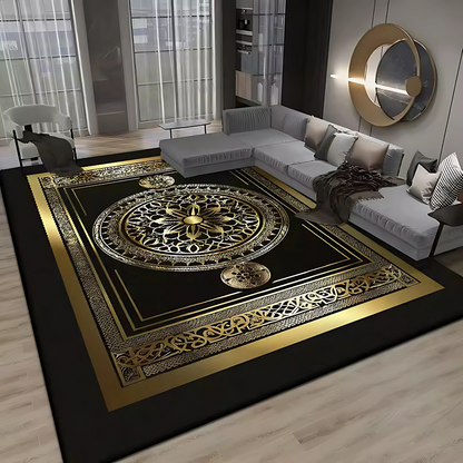 Opulent Essence™ – Svart och guldfärgad lyxig matta – Majestätiska, eleganta och tidlösa mönster