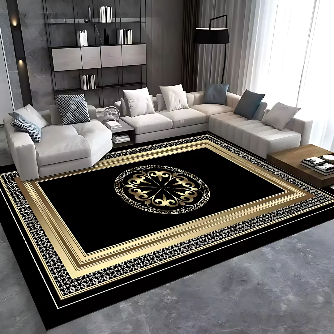 Opulent Essence™ – Svart och guldfärgad lyxig matta – Majestätiska, eleganta och tidlösa mönster